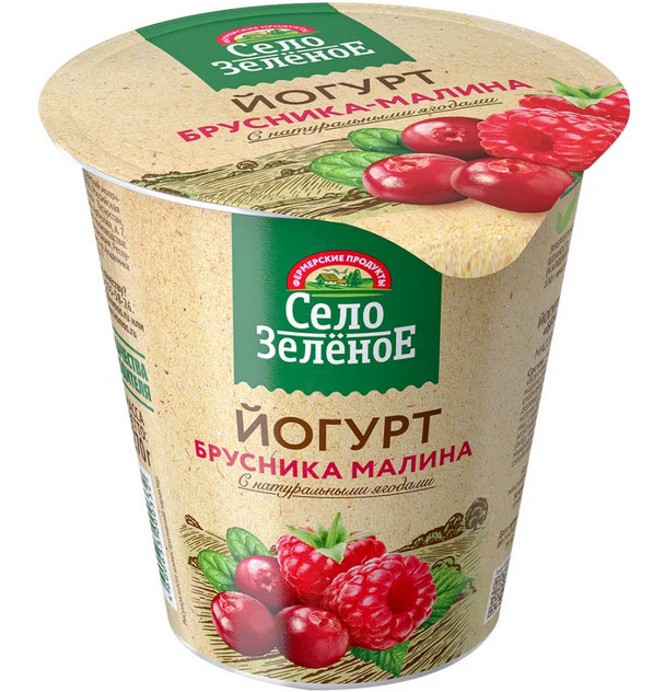 Йогурт "Село Зеленое" Брусника-малина 3,5% 120гр (предзаказ)